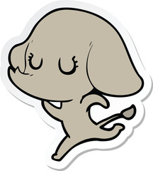 sticker of a cute cartoon elephant