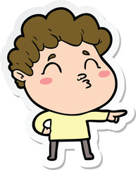 Obraz premium sticker of a cartoon man pouting
