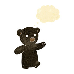 cartoon black bear cub with thought bubble