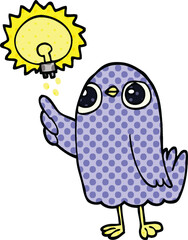 comic book style cartoon bird with great idea