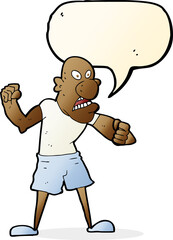 cartoon violent man with speech bubble