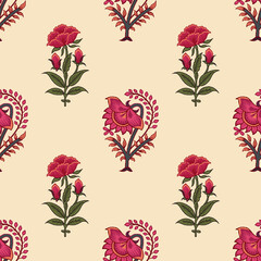 seamless mughal motif bunch pattern background
