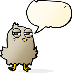 funny cartoon bird with speech bubble