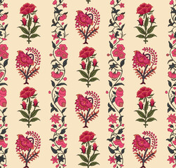 Abstract seamless color full geometric paisley fabric effect ajrakh print pattern background design