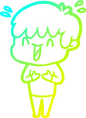 cold gradient line drawing cartoon laughing boy