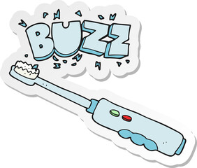 sticker of a cartoon buzzing electric toothbrush