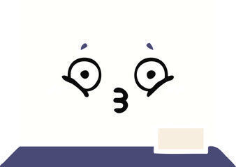 flat color retro cartoon white board