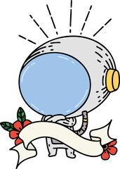 banner with tattoo style astronaut
