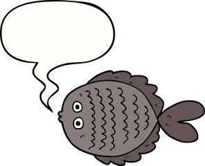cartoon flat fish and speech bubble