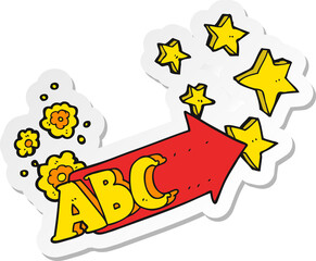 sticker of a cartoon ABC symbol