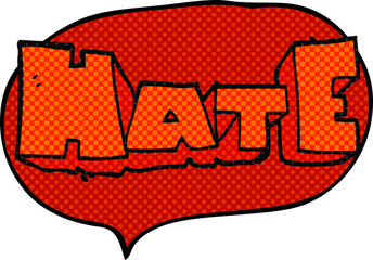 comic book speech bubble cartoon word Hate