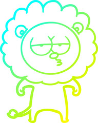 cold gradient line drawing cartoon bored lion