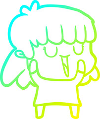 cold gradient line drawing cartoon woman
