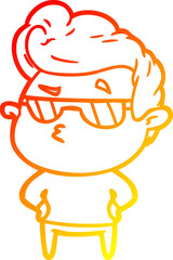 warm gradient line drawing cartoon cool guy