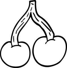 line drawing cartoon ripe cherries