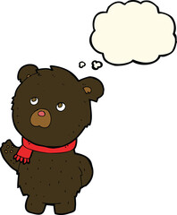 cartoon cute black bear with thought bubble