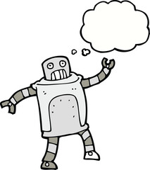 cartoon robot with thought bubble