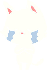 crying flat color style cartoon cat