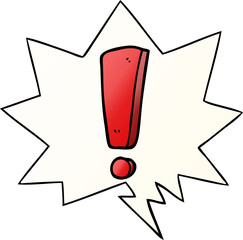 cartoon exclamation mark and speech bubble in smooth gradient style