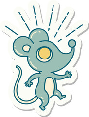 sticker of tattoo style mouse character