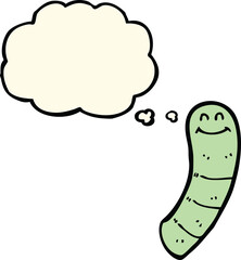 cartoon worm with thought bubble