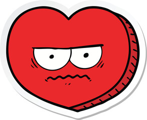 sticker of a cartoon angry heart