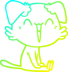 cold gradient line drawing happy little dog cartoon