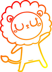warm gradient line drawing cartoon lion