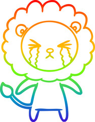 rainbow gradient line drawing cartoon crying lion
