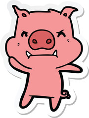 Obraz na płótnie Canvas sticker of a angry cartoon pig