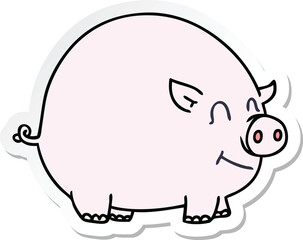 sticker of a quirky hand drawn cartoon pig