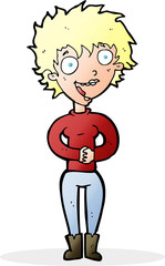 cartoon crazy excited woman