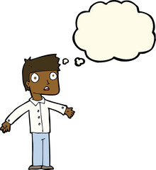 cartoon shocked man with thought bubble