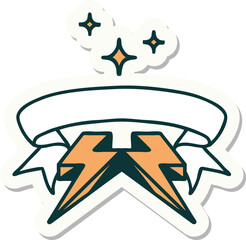 tattoo sticker with banner of lightning  bolt