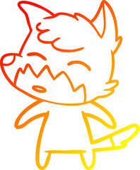 warm gradient line drawing cartoon fox