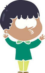 flat color style cartoon curious boy