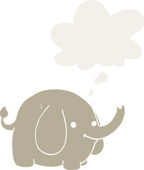 cartoon elephant and thought bubble in retro style