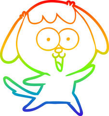 rainbow gradient line drawing cute cartoon dog