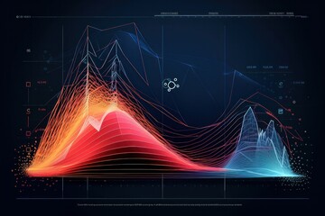 Abstract digital dynamic network background. Big data visualization. Vector illustration. Generative AI
