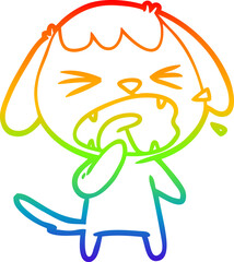 rainbow gradient line drawing cute cartoon dog barking