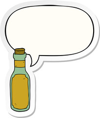cartoon potion bottle and speech bubble sticker