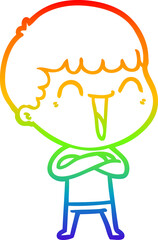 rainbow gradient line drawing cartoon happy man