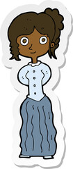 sticker of a cartoon happy woman