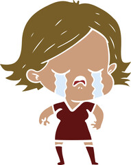 flat color style cartoon girl crying