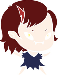 flat color style cartoon friendly vampire girl