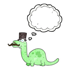 thought bubble textured cartoon posh dinosaur