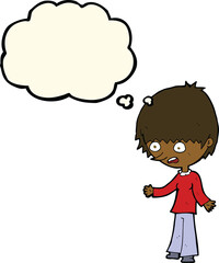 cartoon stressed out woman with thought bubble