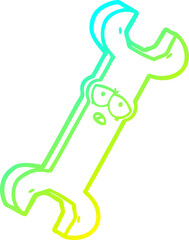 cold gradient line drawing cartoon spanner