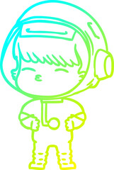 cold gradient line drawing cartoon curious astronaut