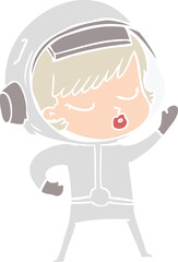 flat color style cartoon pretty astronaut girl
